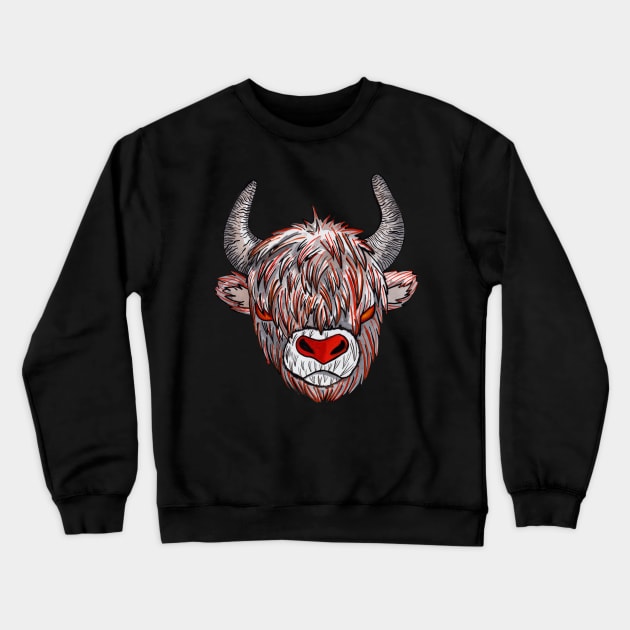 Scary ox cow Chinese zodiac Crewneck Sweatshirt by deadblackpony